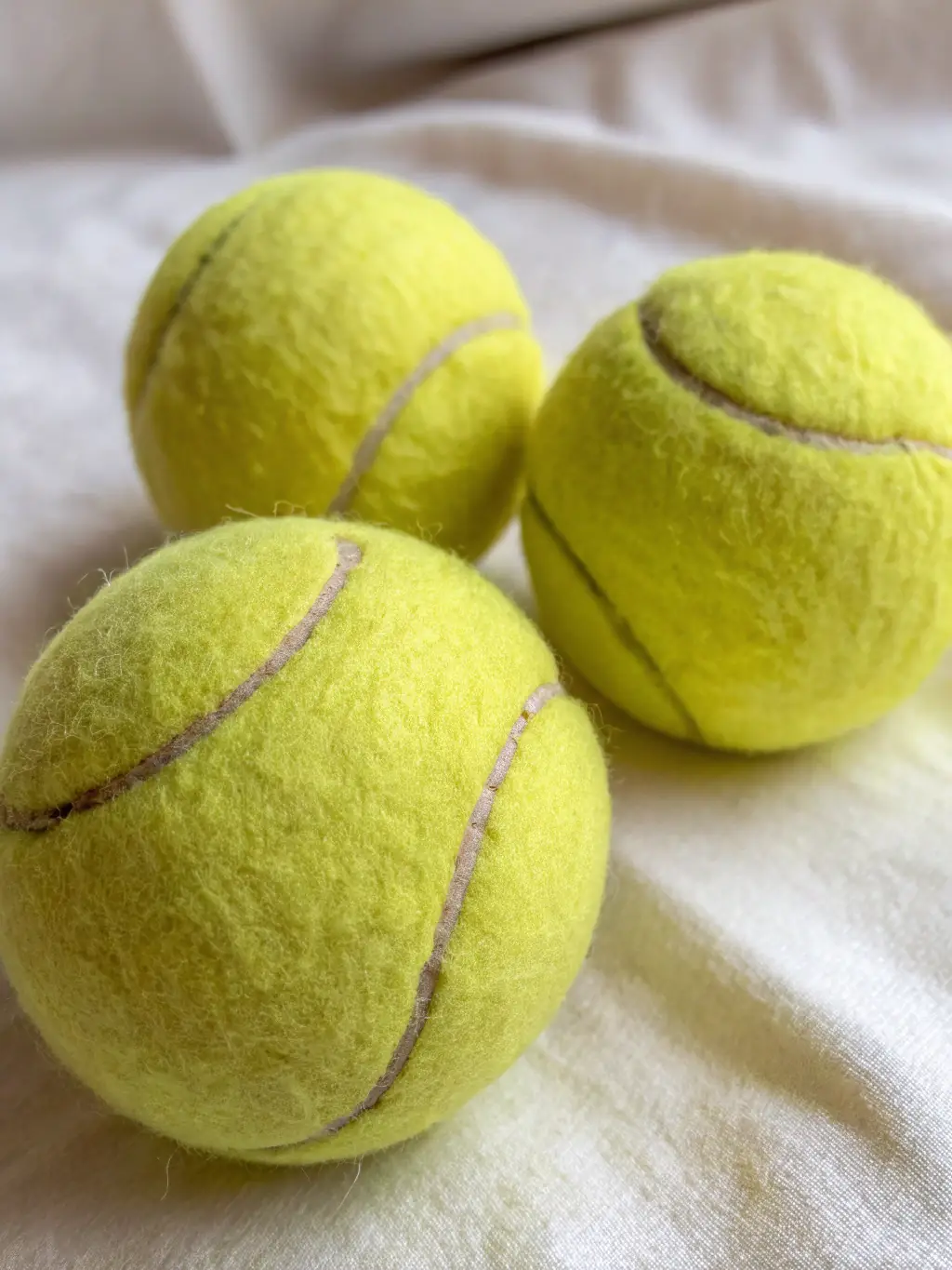 A close-up image of a heavy tennis ball used in the JTICL, showcasing its texture and size, with cricket bats and stumps blurred in the background.
